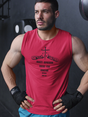 Christian Chain Breaker muscle tank top with John 8:36 scripture design for men’s workouts