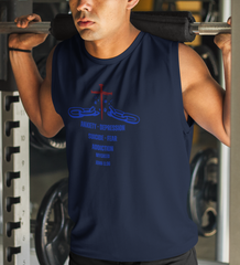 Faith-based performance muscle tank for gym, running, and training by MyCreed