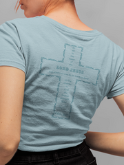 Christian Women’s V-Neck Tee Colossians 3:17 scripture design