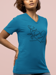 Loved Beyond Measure Romans 8:38–39 women’s Christian V-neck tee by MyCreed