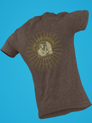 Back view of MyCreed ‘Ask, Seek, Knock’ Matthew 7:7 Christian tee in brown triblend