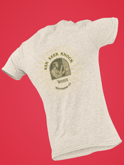 Back view of MyCreed ‘Ask, Seek, Knock’ Matthew 7:7 Christian tee in oatmeal triblend