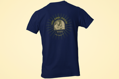 Back view of MyCreed ‘Ask, Seek, Knock’ Matthew 7:7 Christian tee in solid navy triblend