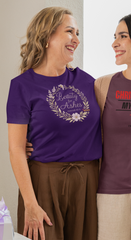 Christian t-shirt with floral wreath and “Beauty for Ashes” Isaiah 61:3 design by MyCreed.