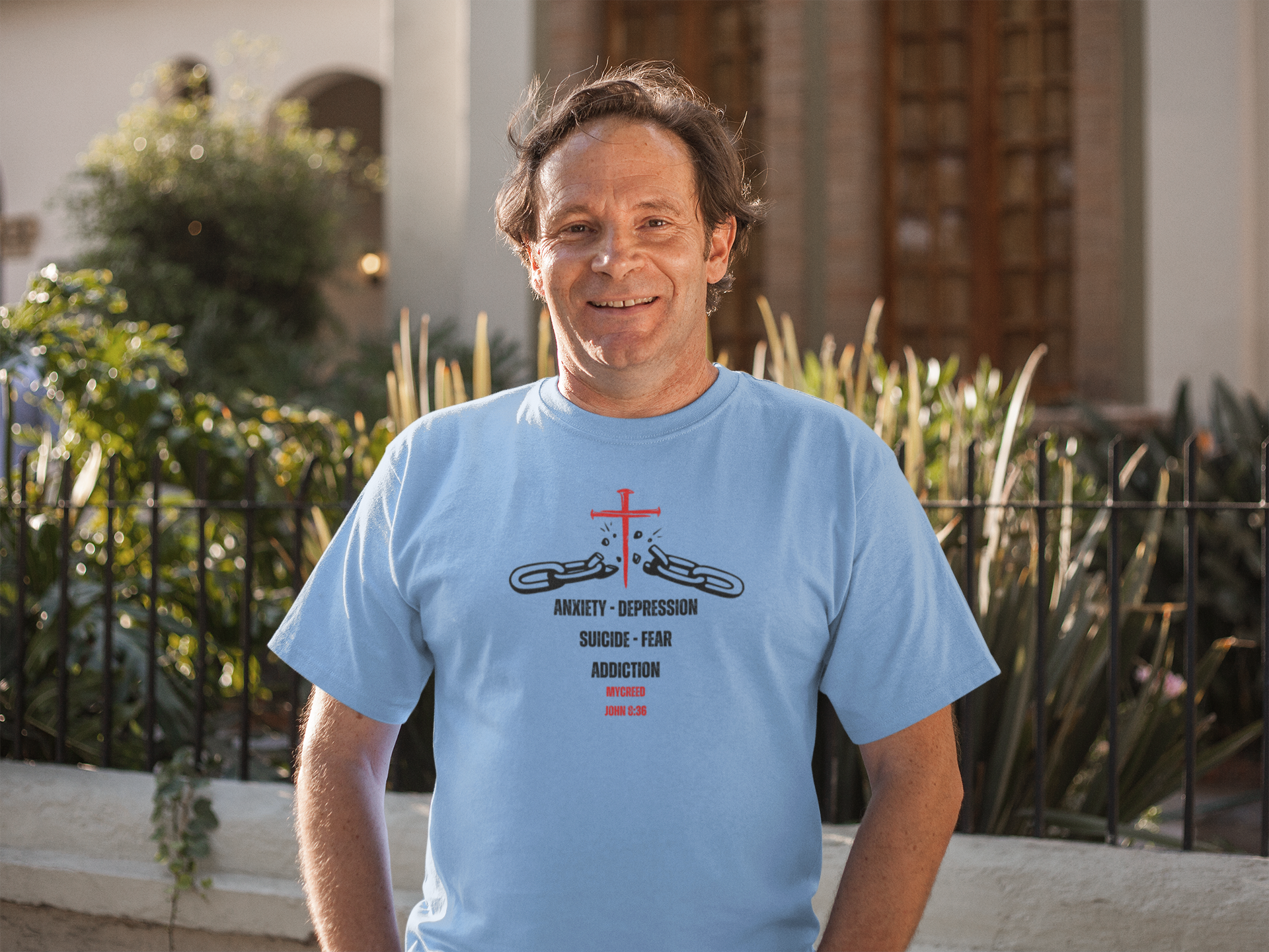 CHAIN BREAKER Bella+Canvas® 3001 Unisex Christian T-Shirt by MYCREED – John 8:36