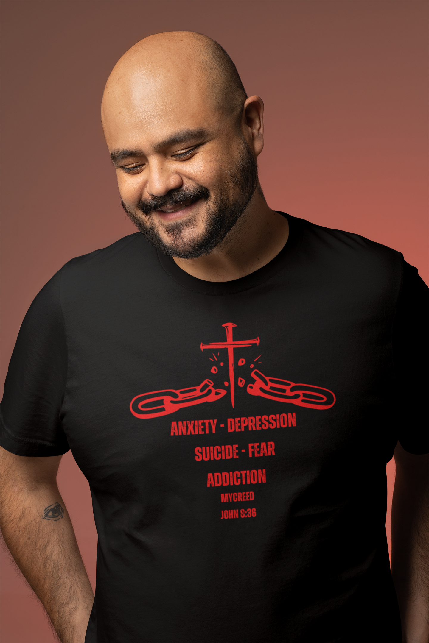 CHAIN BREAKER Bella+Canvas® 3001 Unisex Christian T-Shirt by MYCREED – John 8:36
