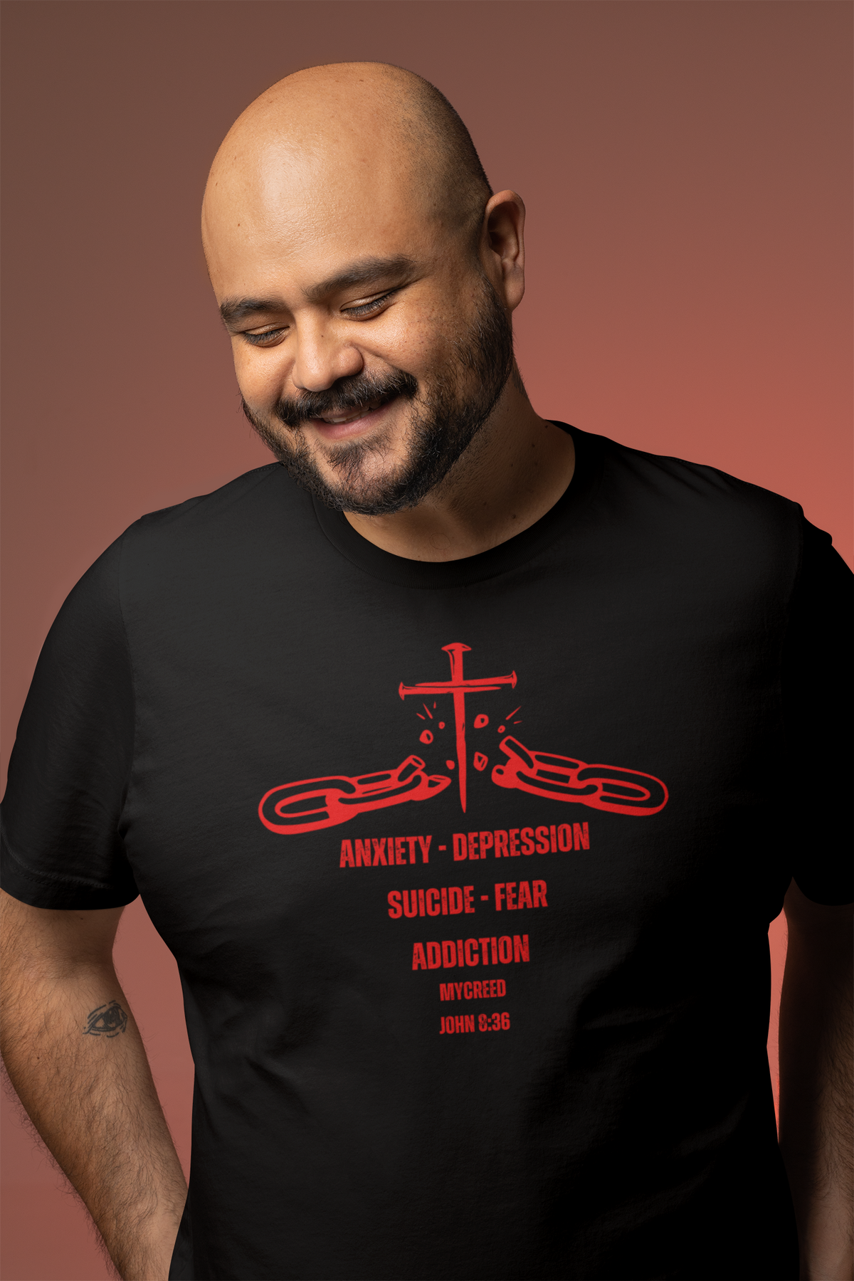 CHAIN BREAKER Bella+Canvas® 3001 Unisex Christian T-Shirt by MYCREED – John 8:36