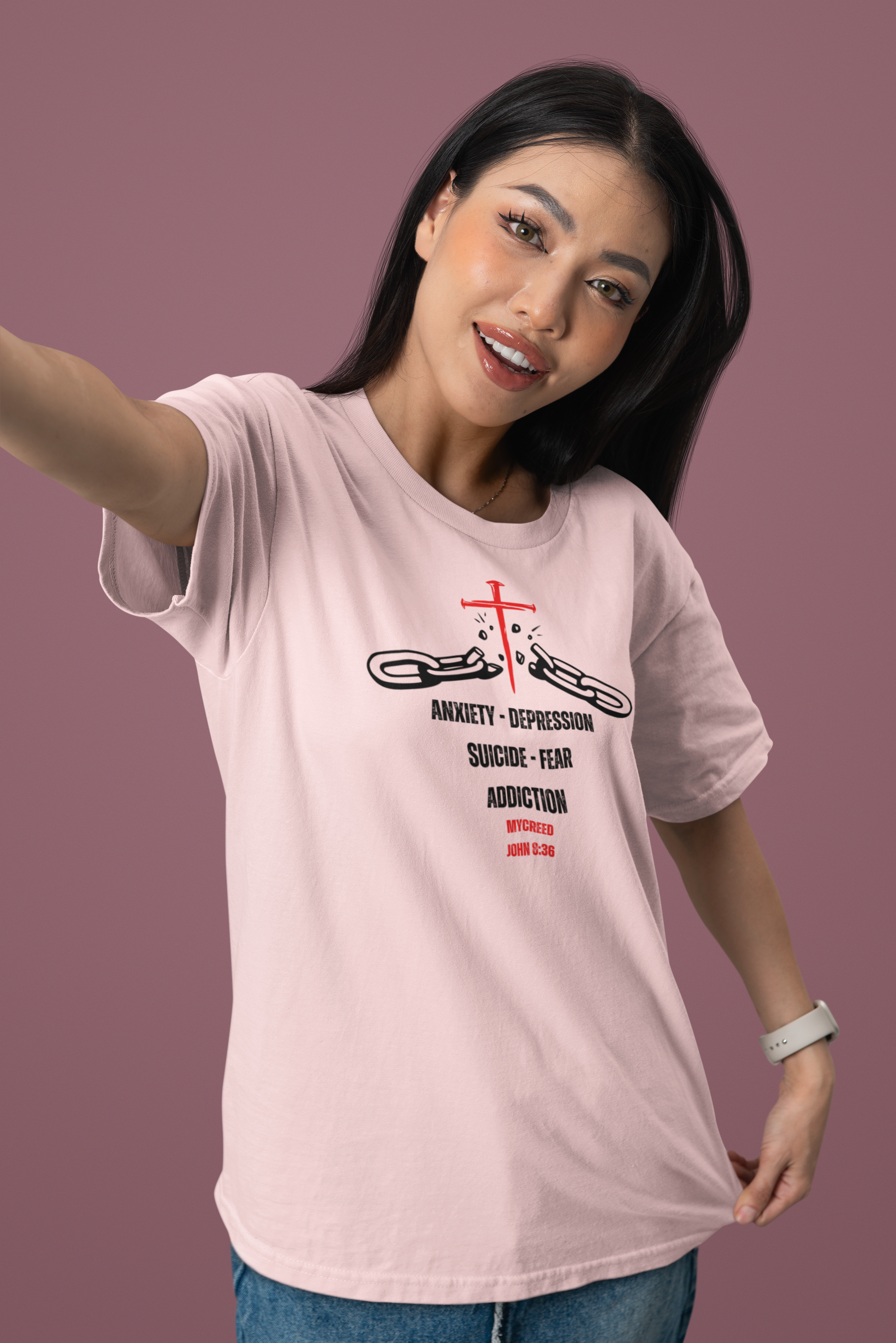 CHAIN BREAKER Bella+Canvas® 3001 Unisex Christian T-Shirt by MYCREED – John 8:36
