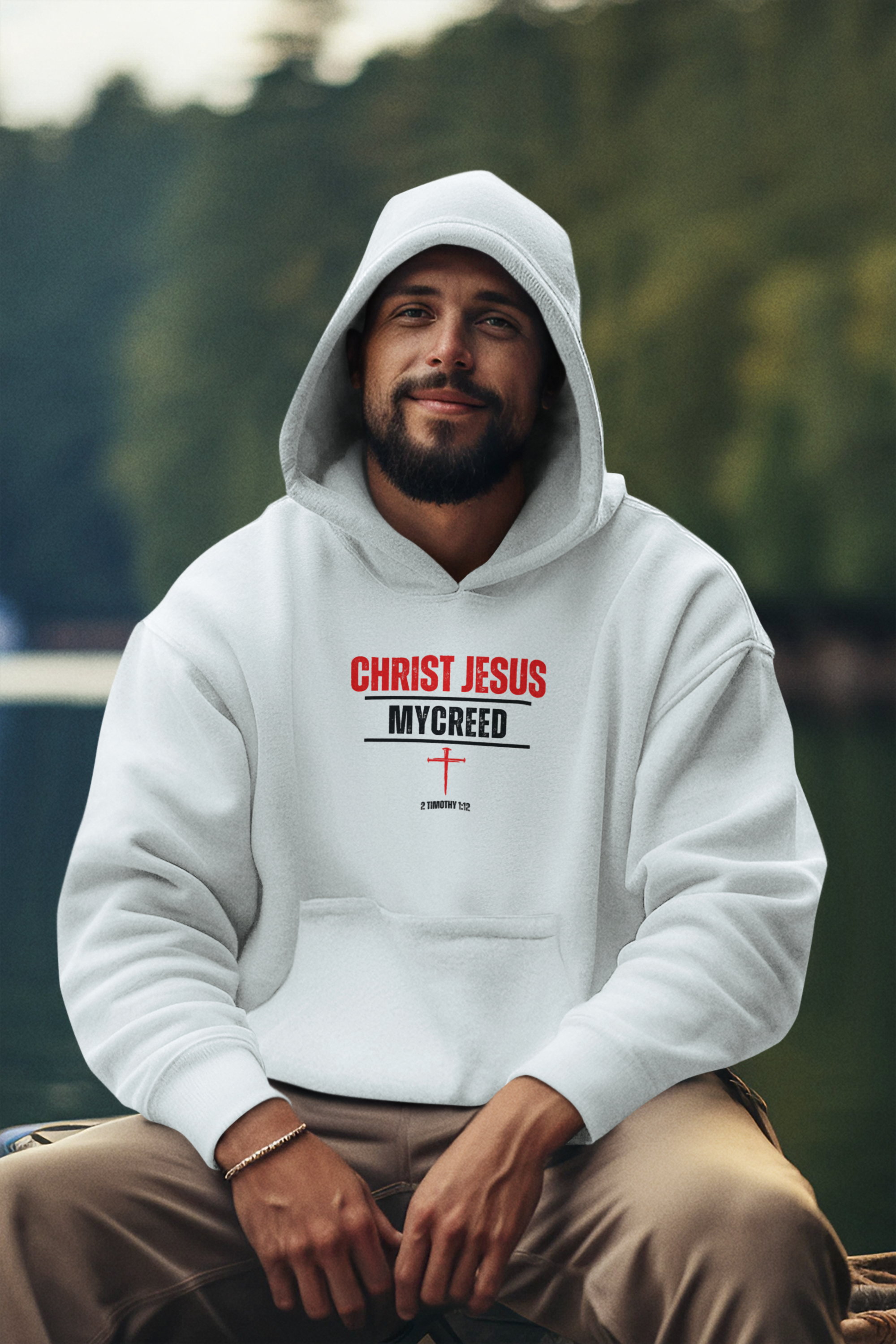 CHRIST JESUS MYCREED Mens Hoodie – Santa Barbara by Next Level Apparel®