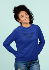 CHRIST JESUS MYCREED Women’s Oversized Organic Cotton Crewneck – 2 Timothy 1:12 Christian Sweatshirt
