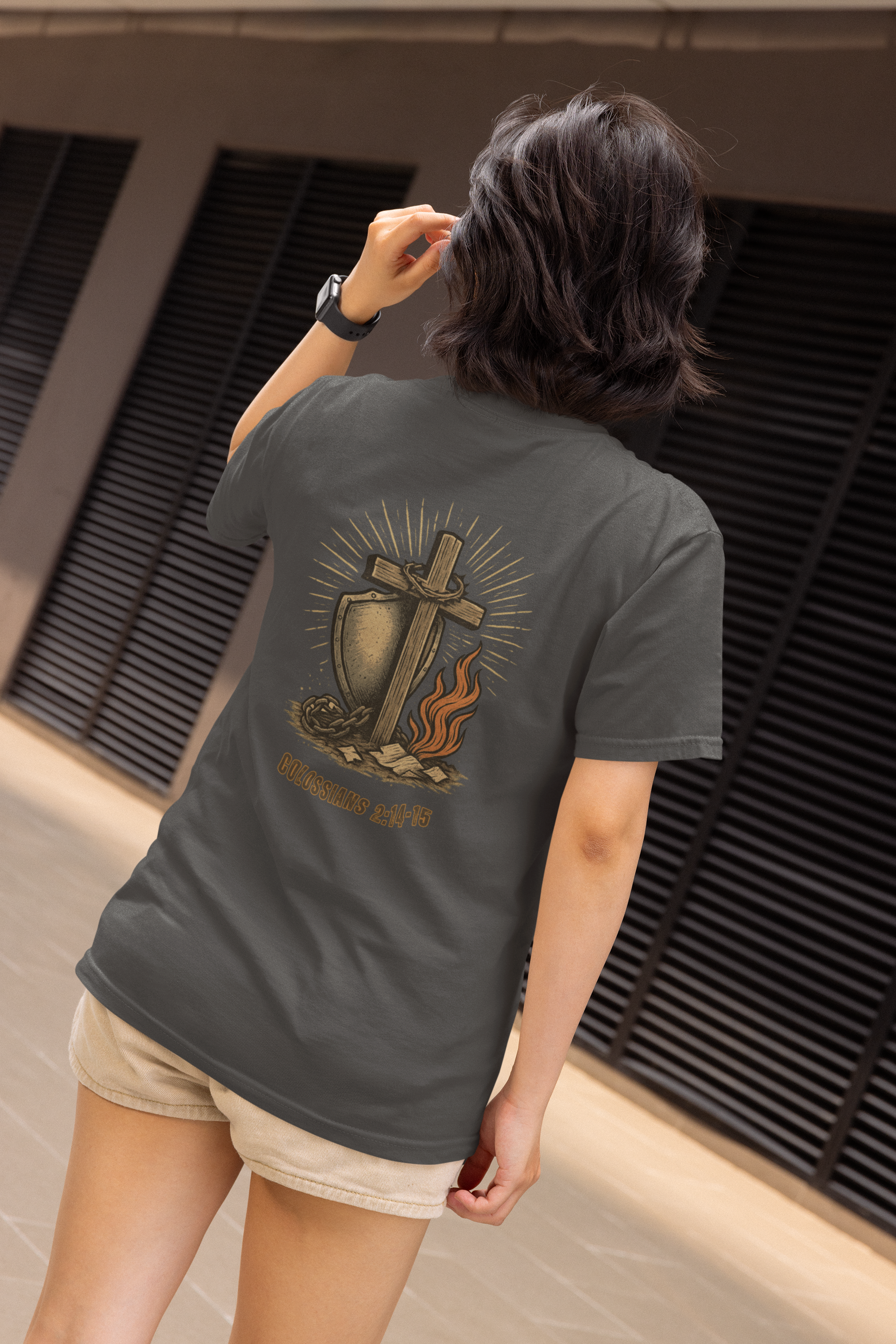 The Calvary Triumph Comfort Colors® Unisex Tee By MyCreed (Back Print) | Colossians 2:14-15
