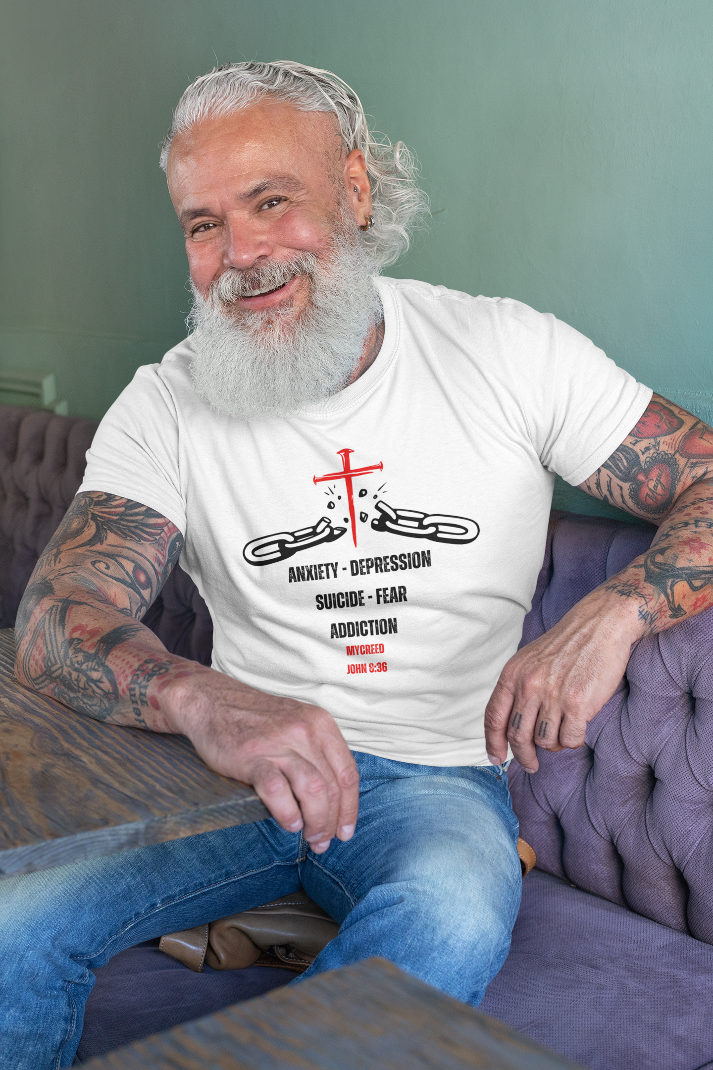CHAIN BREAKER Bella+Canvas® 3001 Unisex Christian T-Shirt by MYCREED – John 8:36
