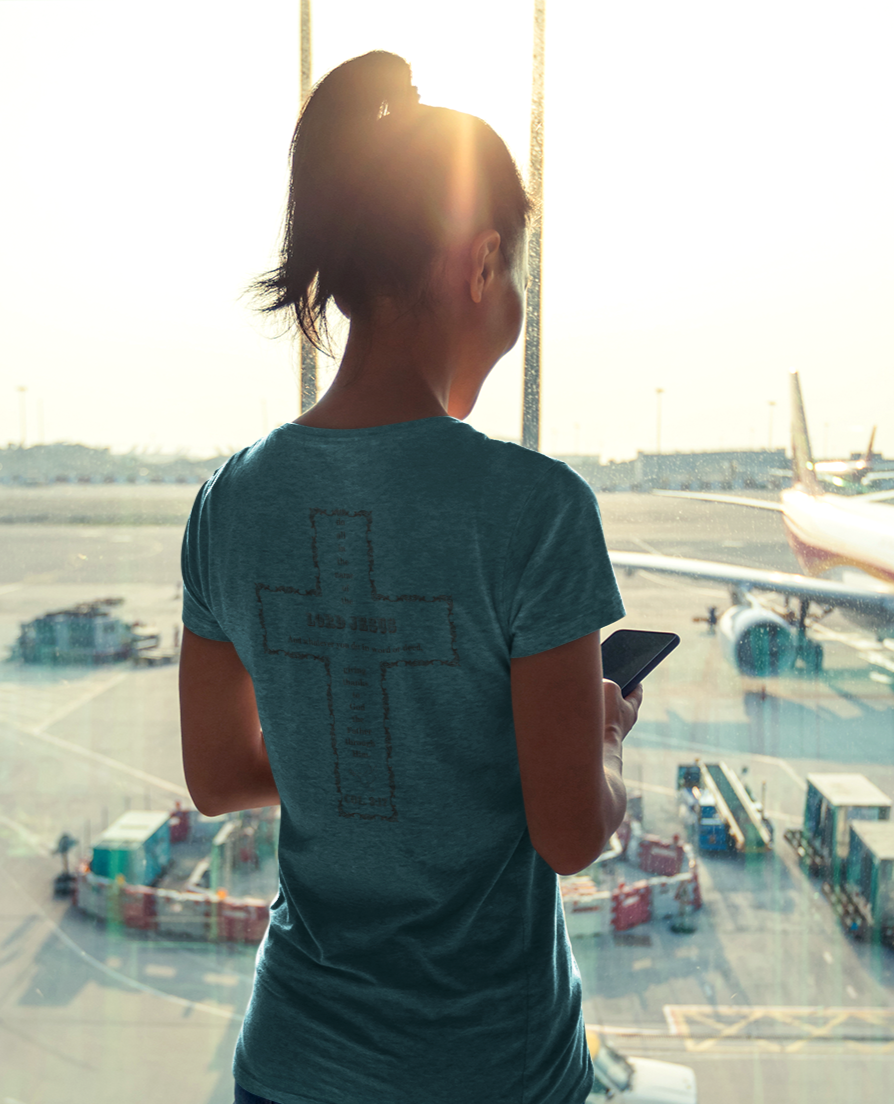Christian Women’s V-Neck Tee Colossians 3:17 scripture design