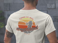 Fisher of Men Christian T-Shirt – Vintage Sunset Back Print | Next Level® Soft Wash by MyCreed