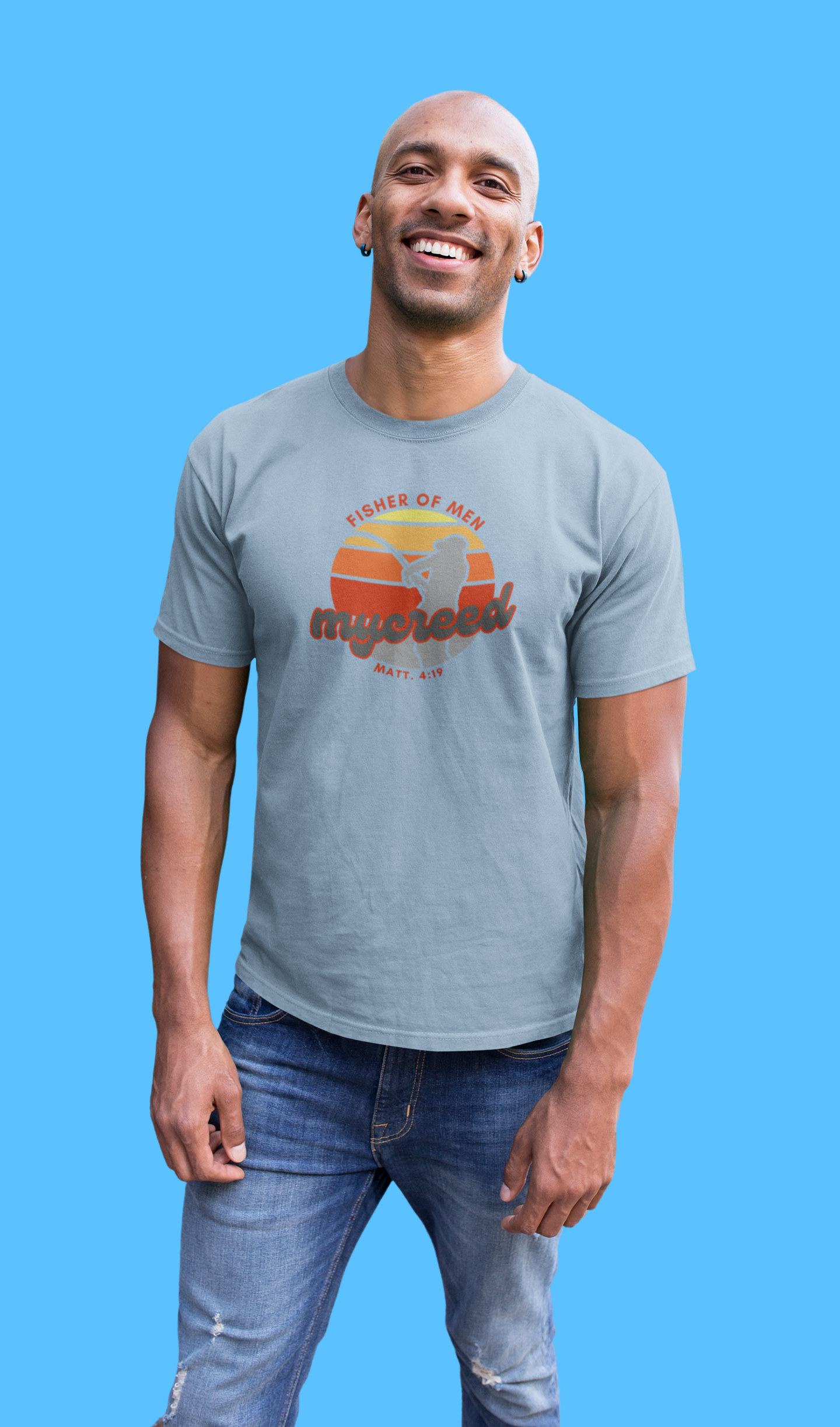Fisher of Men Christian T-Shirt – Vintage Sunset Front Print | Next Level® 3600SW Soft Wash by MyCreed