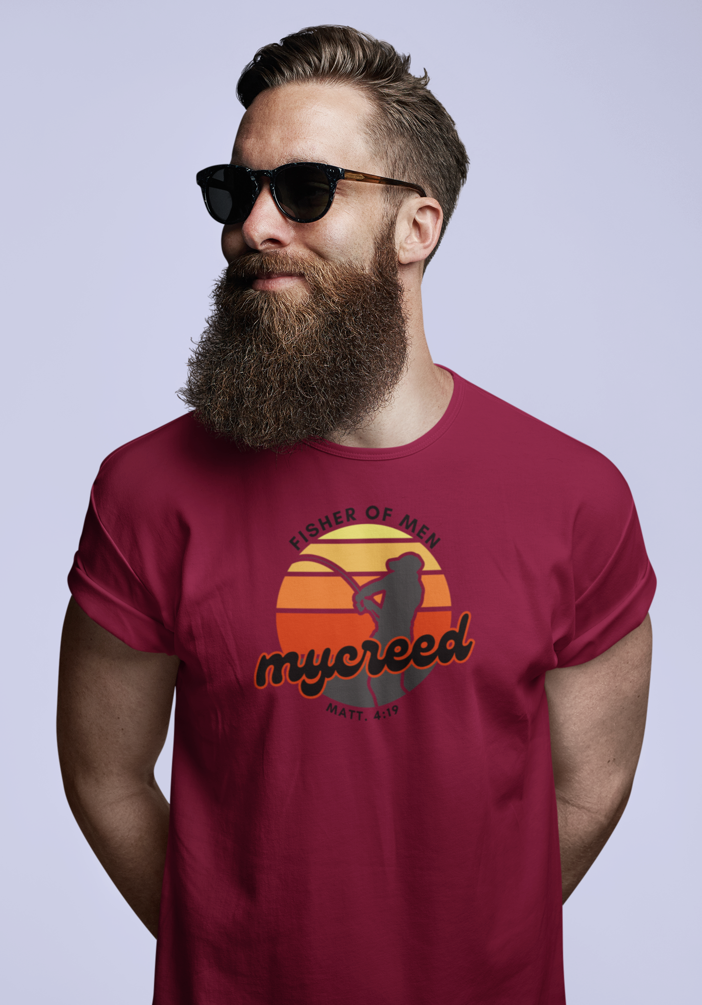 Fisher of Men Christian T-Shirt – Vintage Sunset Front Print | Next Level® 3600SW Soft Wash by MyCreed