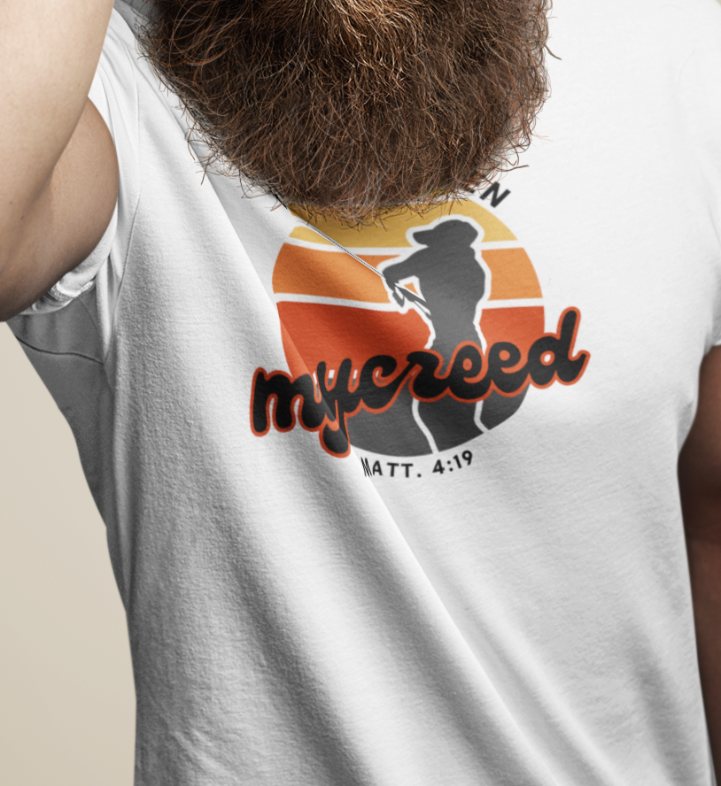 Fisher of Men Christian T-Shirt – Vintage Sunset Front Print | Next Level® 3600SW Soft Wash by MyCreed