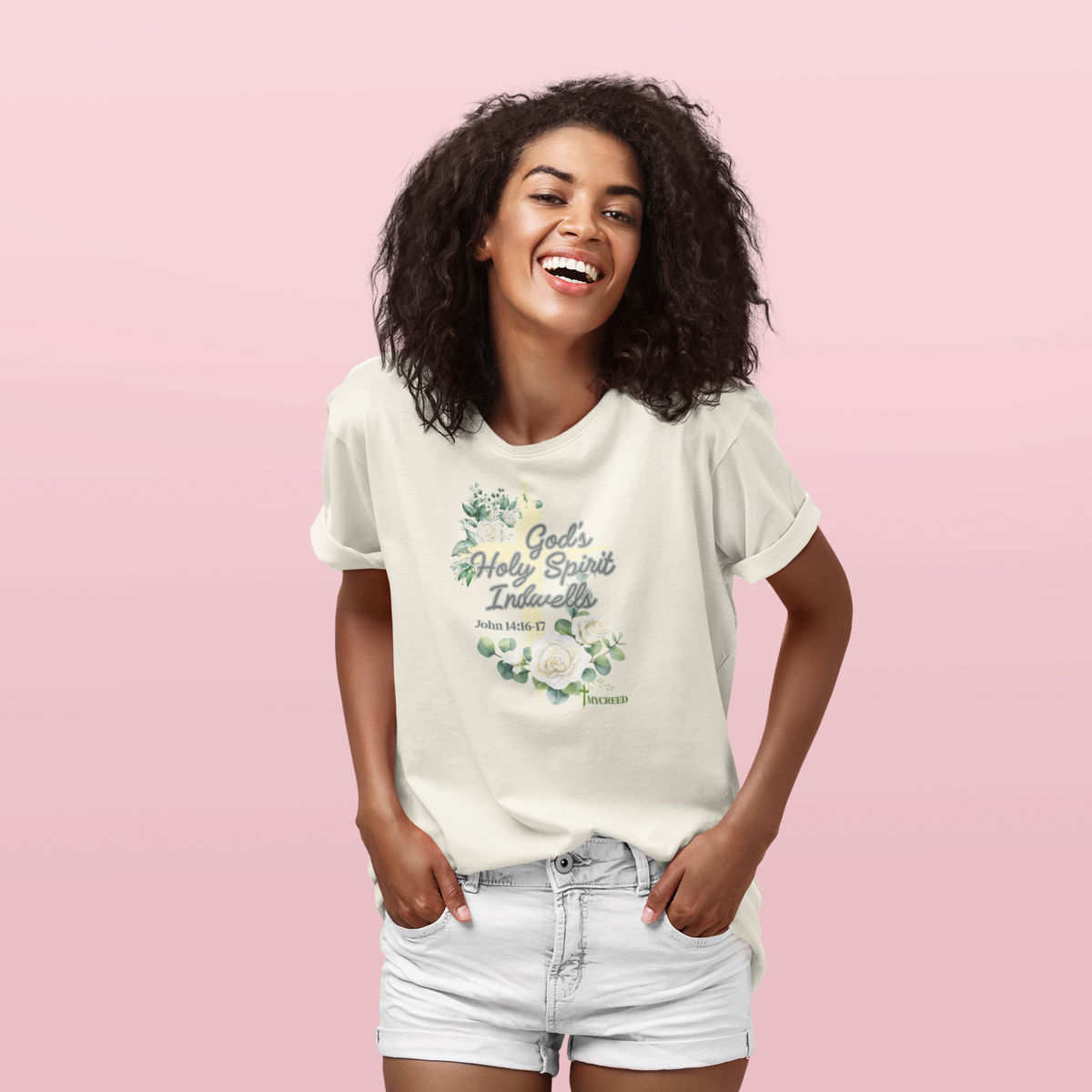 God’s Holy Spirit Indwells Women’s Christian T-Shirt – Bella+Canvas 6400 –  – MyCreed