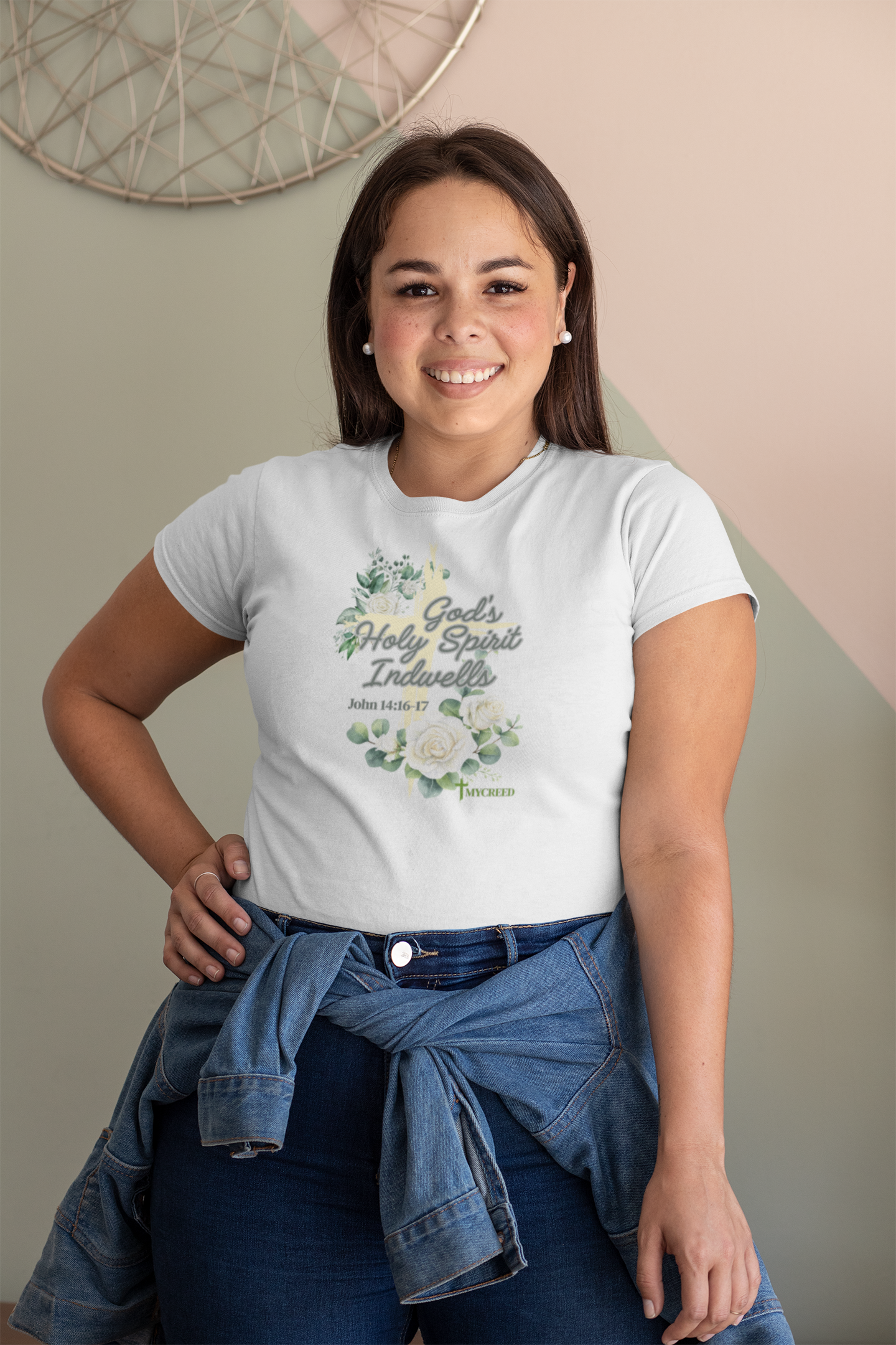 God’s Holy Spirit Indwells Women’s Christian T-Shirt – Bella+Canvas 6400 –  – MyCreed