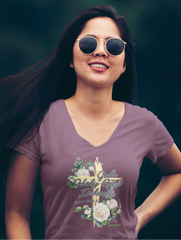 God's Holy Spirit Indwells District® Women’s V-Neck Tee by MyCreed | John 14:16-17