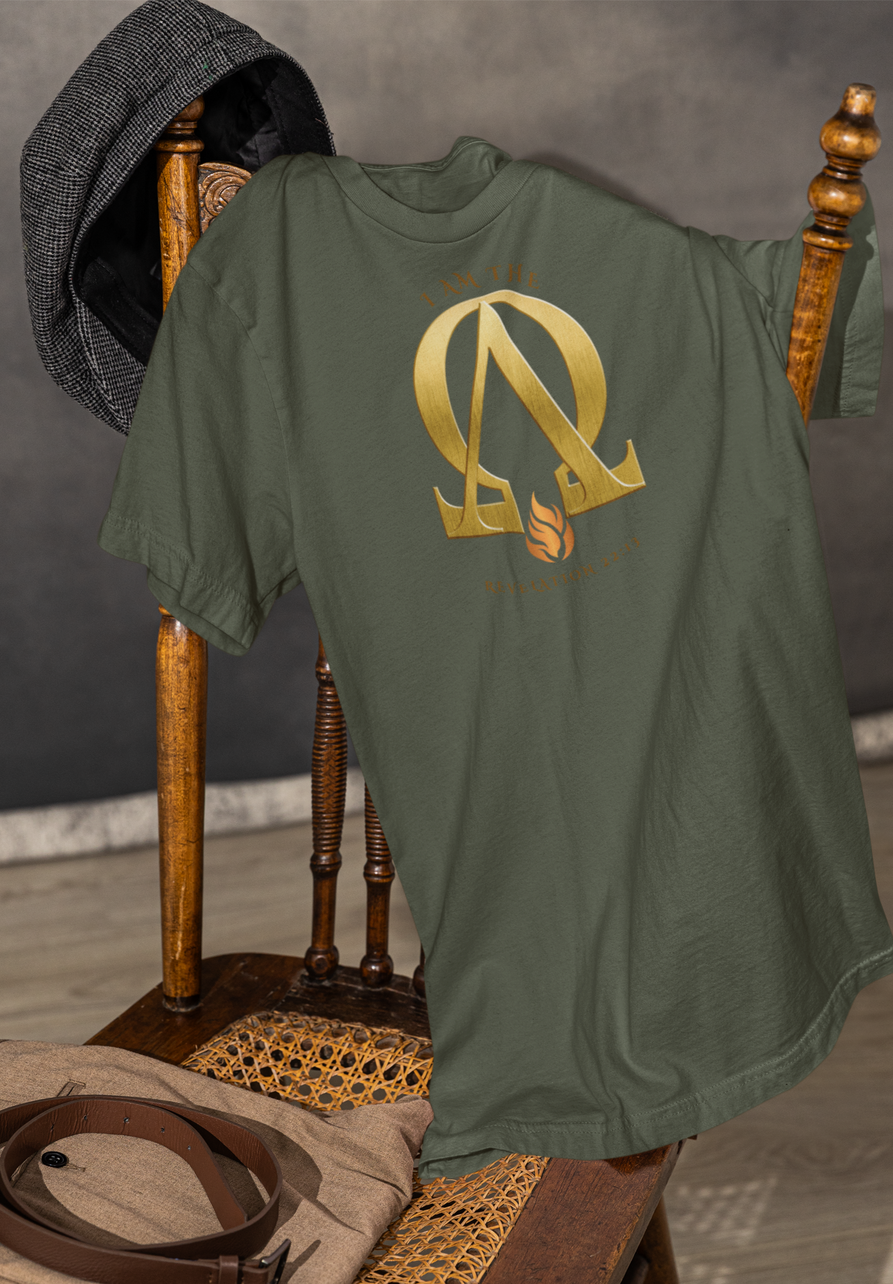 Alpha & Omega (Revelation 22:13) Christian unisex t-shirt by MyCreed — front print on Bella+Canvas 3001