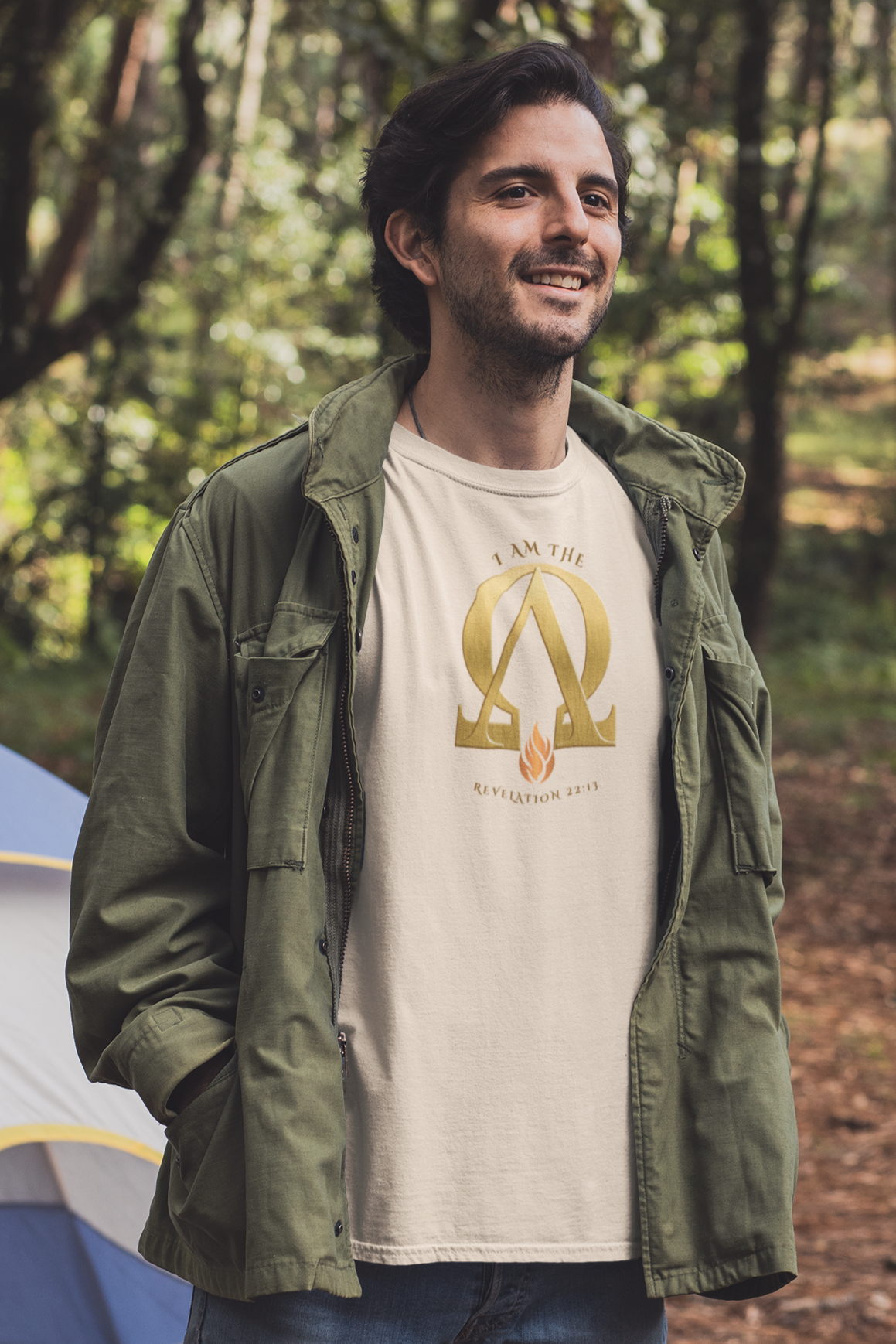 Alpha & Omega (Revelation 22:13) Christian unisex t-shirt by MyCreed — front print on Bella+Canvas 3001