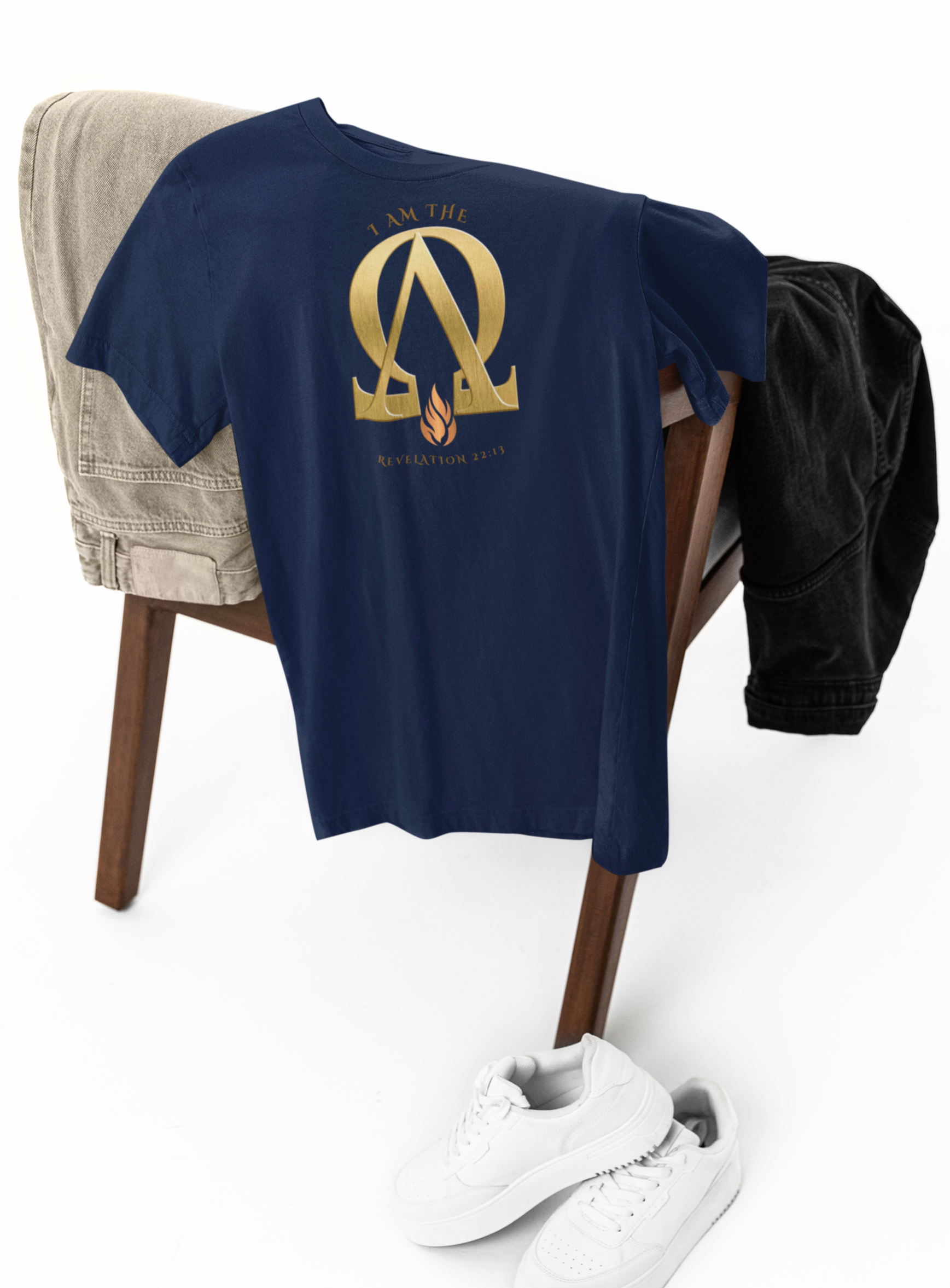 Alpha & Omega (Revelation 22:13) Christian unisex t-shirt by MyCreed — front print on Bella+Canvas 3001