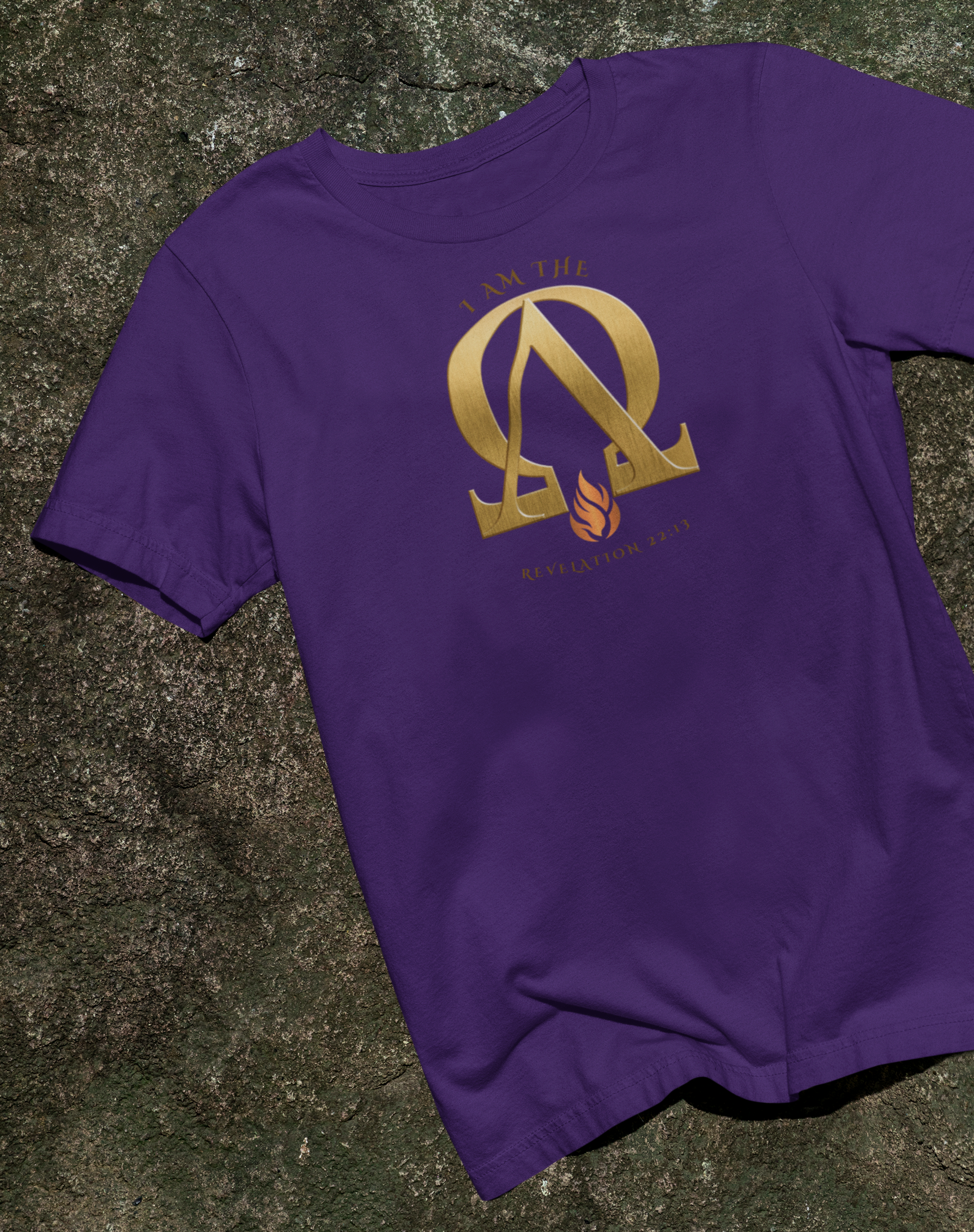 Alpha & Omega (Revelation 22:13) Christian unisex t-shirt by MyCreed — front print on Bella+Canvas 3001