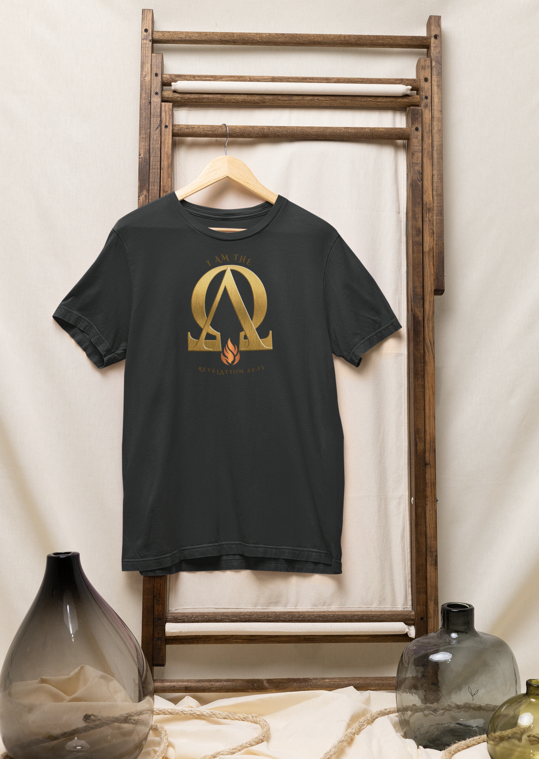 Alpha & Omega (Revelation 22:13) Christian unisex t-shirt by MyCreed — front print on Bella+Canvas 3001