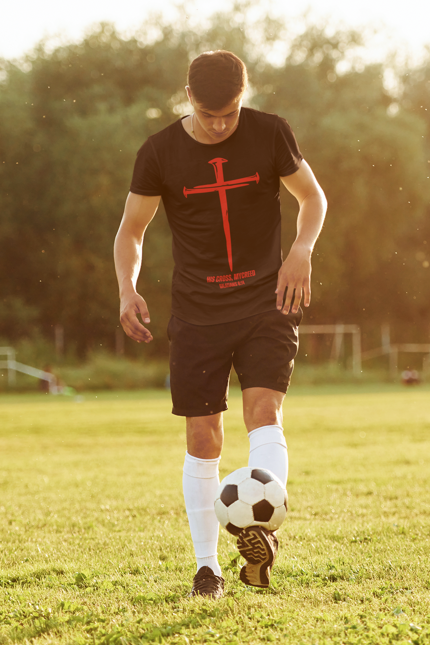HIS CROSS MYCREED Men’s Christian T-Shirt – Galatians 6:14 | Bella+Canvas® Tee