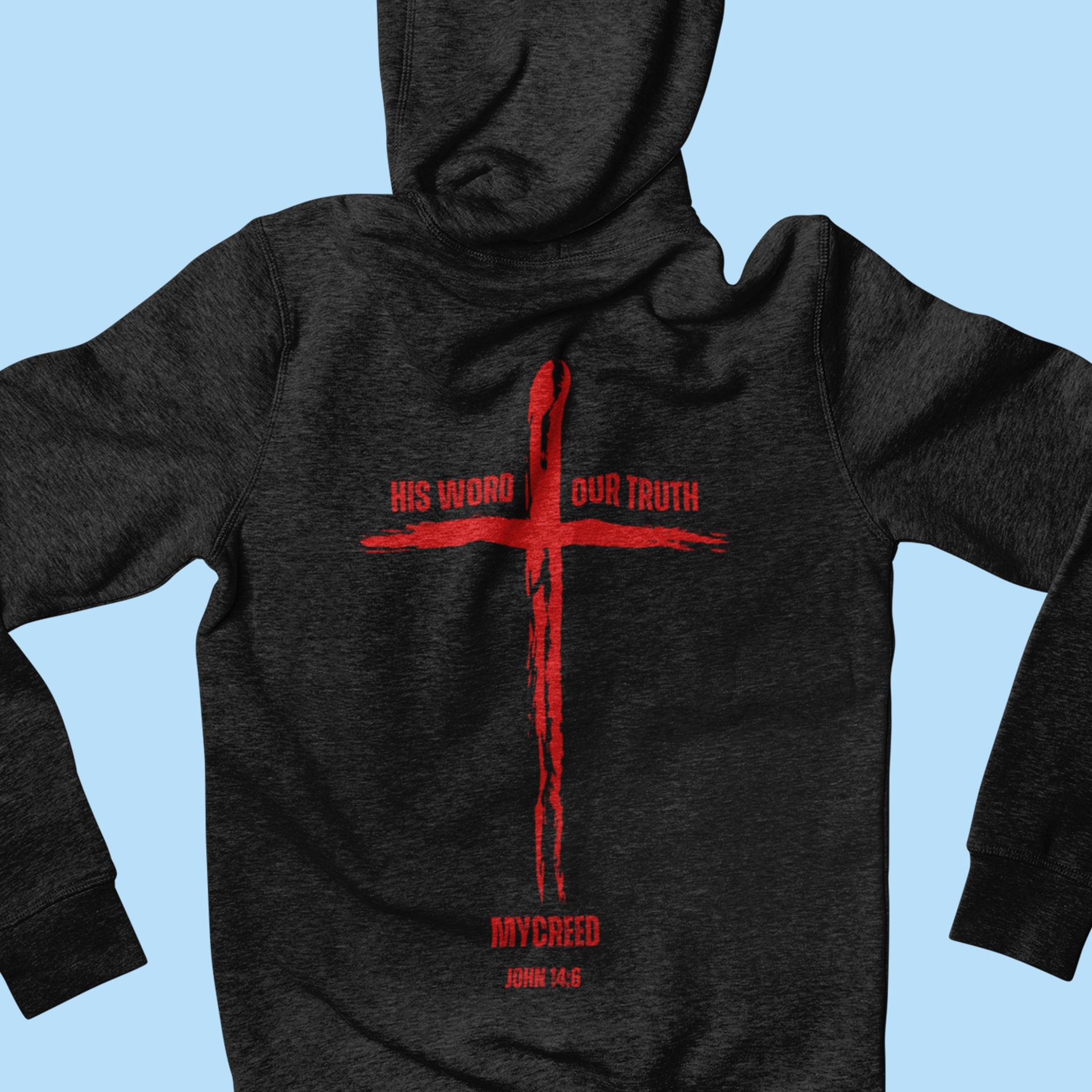 His Word, Our Truth BELLA+CANVAS® 3512 Unisex Jersey Long Sleeve Hoodie by MyCreed | John 14:6