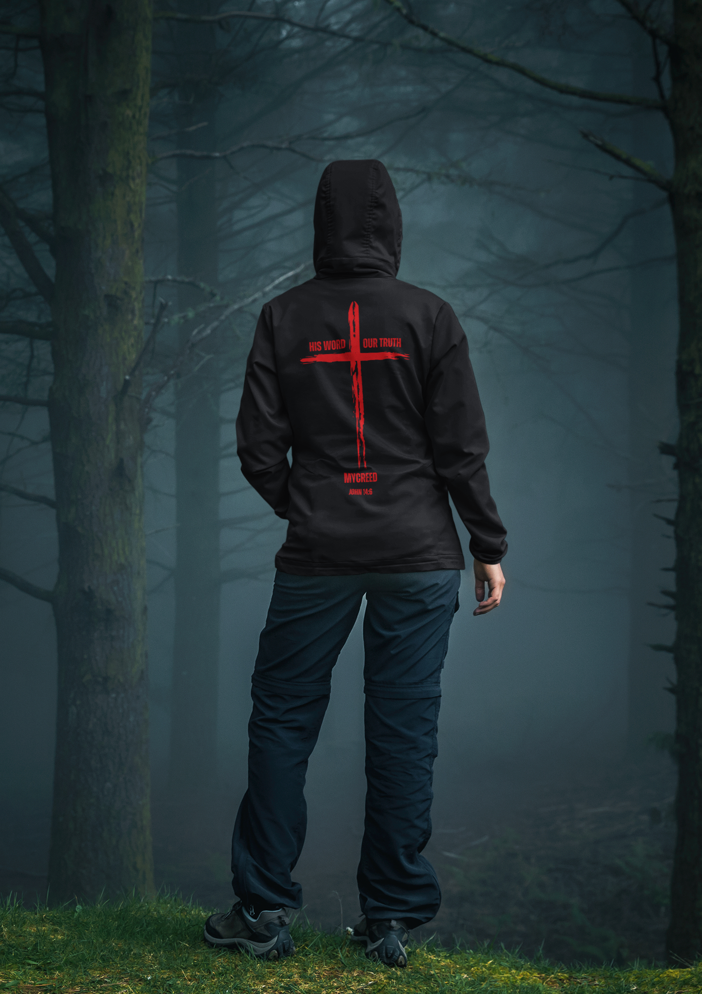 His Word, Our Truth BELLA+CANVAS® 3512 Unisex Jersey Long Sleeve Hoodie by MyCreed | John 14:6