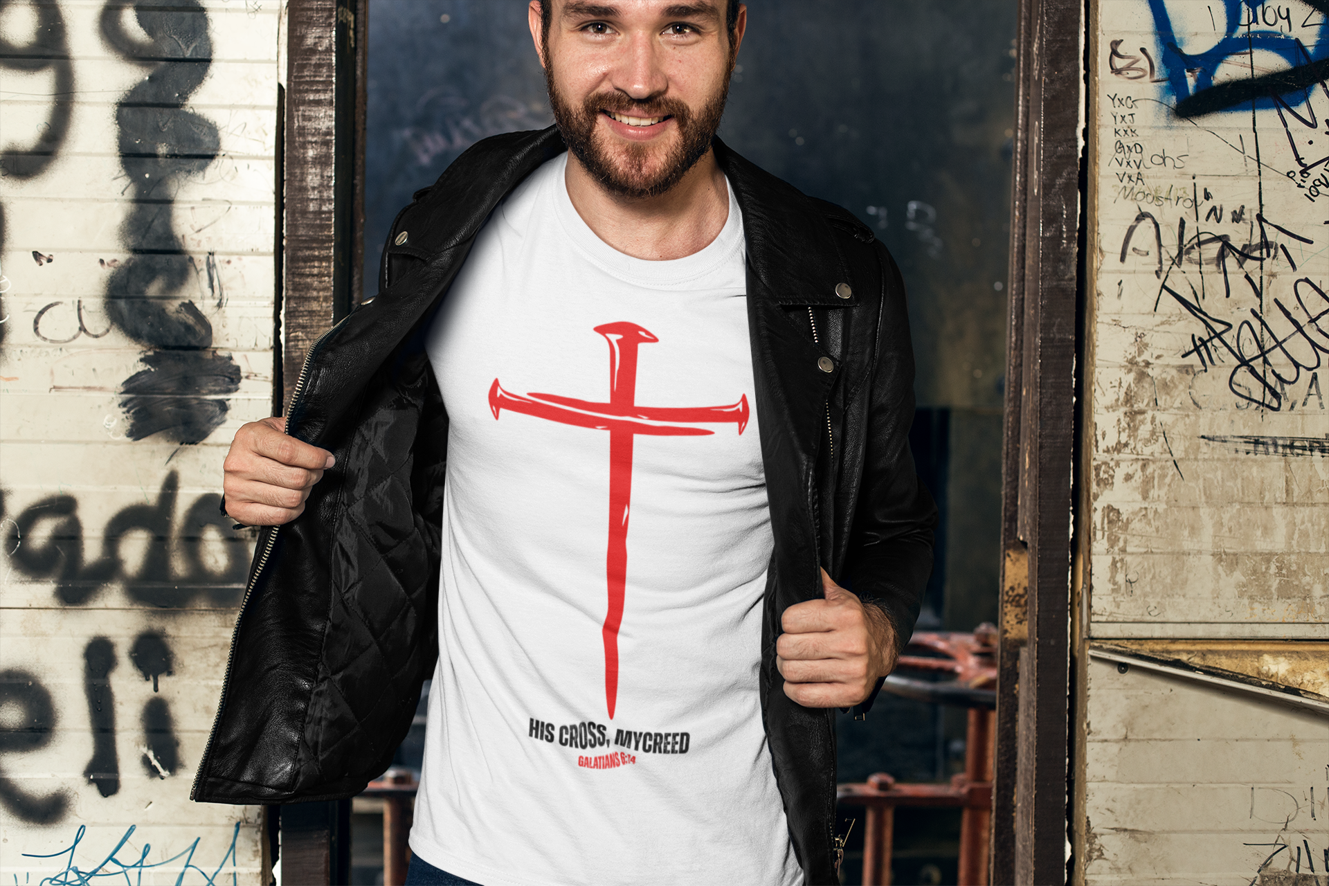 HIS CROSS MYCREED Men’s Christian T-Shirt – Galatians 6:14 | Bella+Canvas® Tee