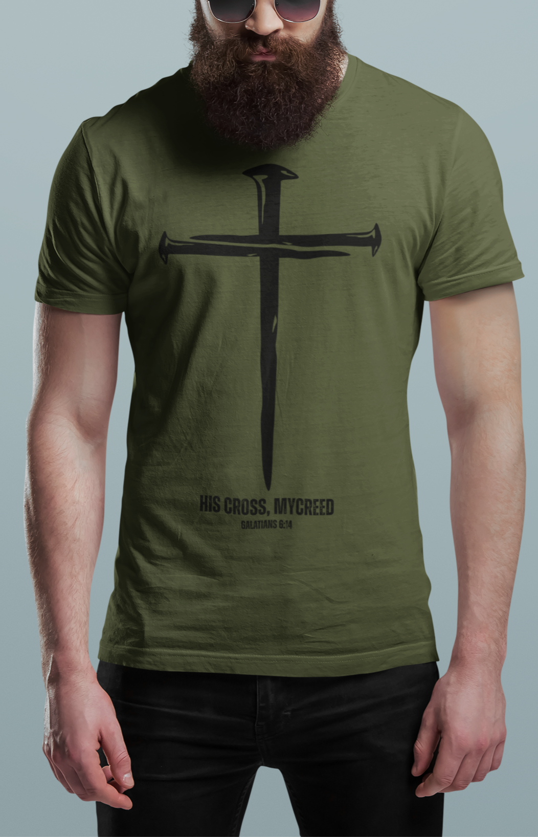 HIS CROSS MYCREED Men’s Christian T-Shirt – Galatians 6:14 | Bella+Canvas® Tee