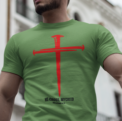 HIS CROSS MYCREED Men’s Christian T-Shirt – Galatians 6:14 | Bella+Canvas® Tee