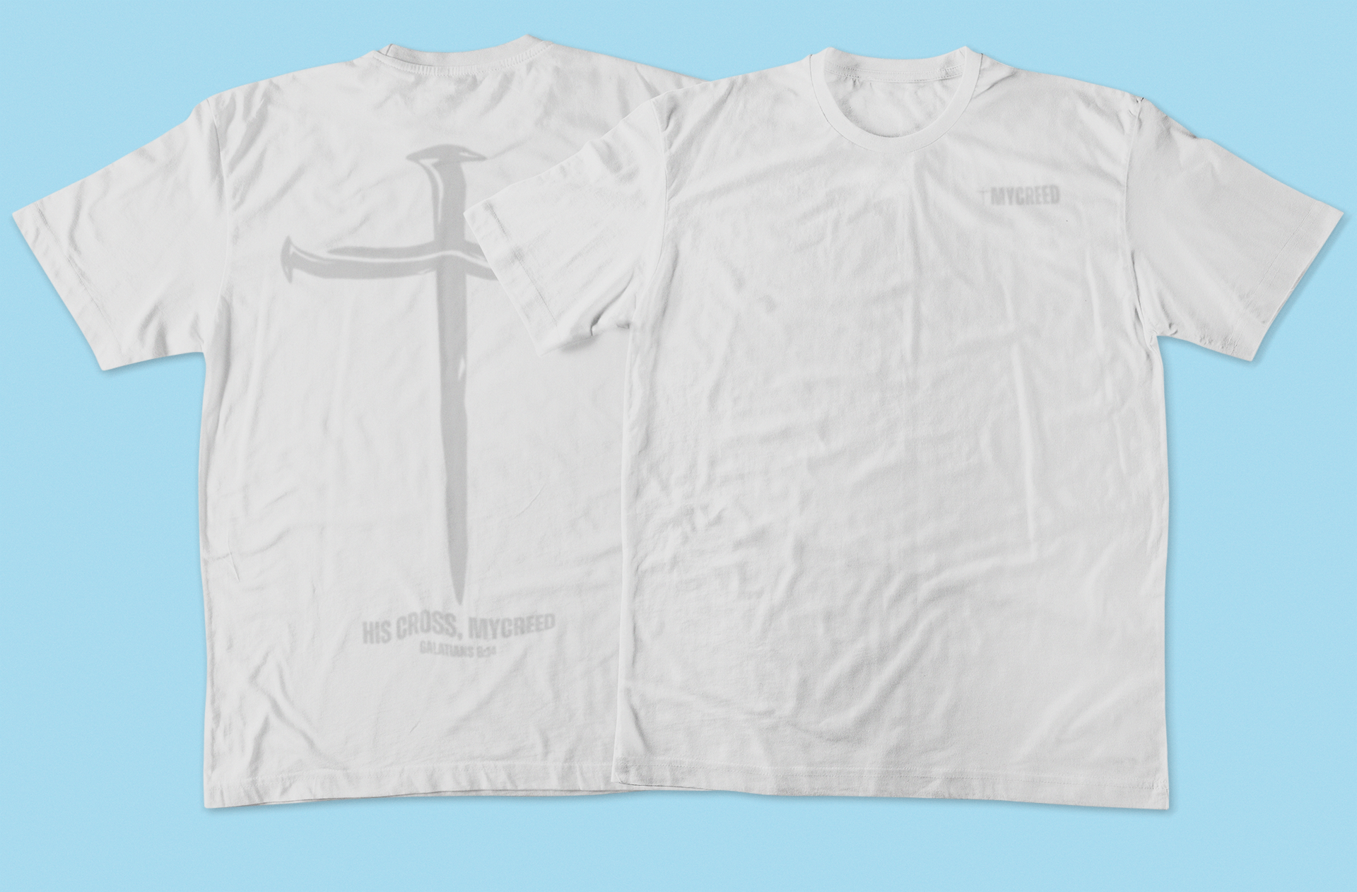HIS CROSS – Subtle – Men’s Christian T-Shirt (Back Print) – Galatians 6:14 | MyCreed Next Level® 6210