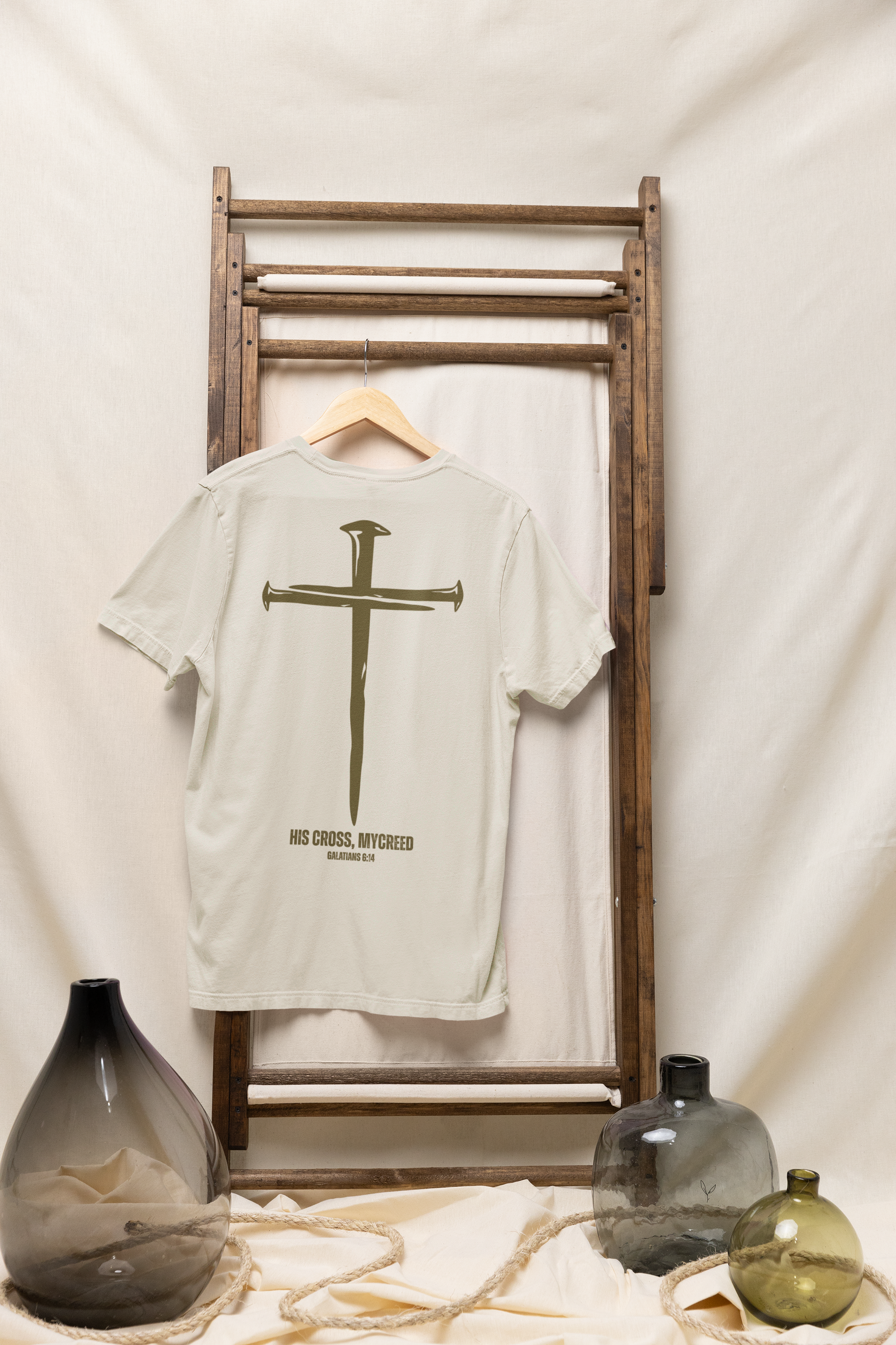 HIS CROSS Next Level® Men’s Christian T-Shirt by MyCreed (Bold Back Print) – Galatians 6:14