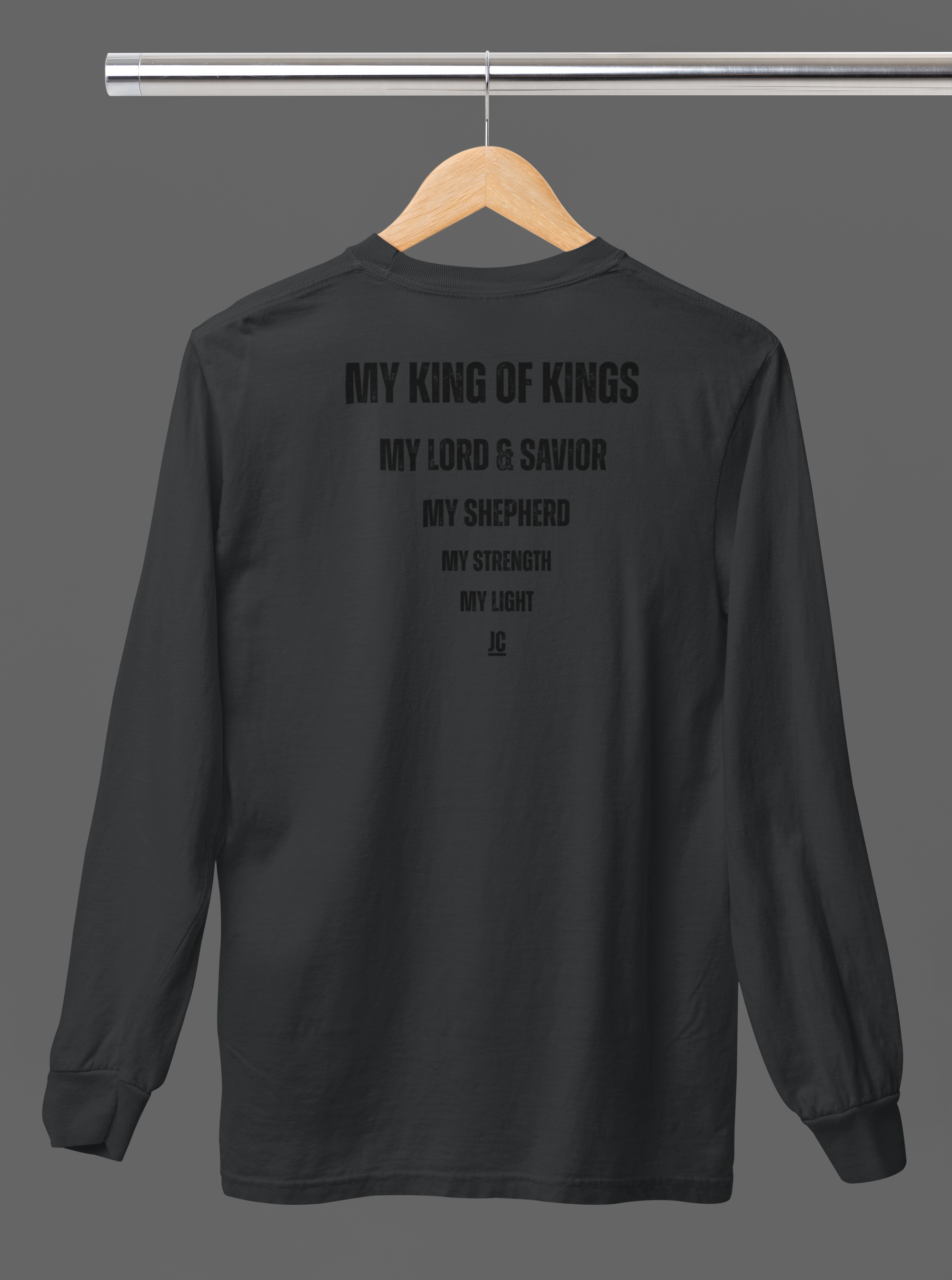 Christian long sleeve shirt featuring creed-style typography design by MyCreed.