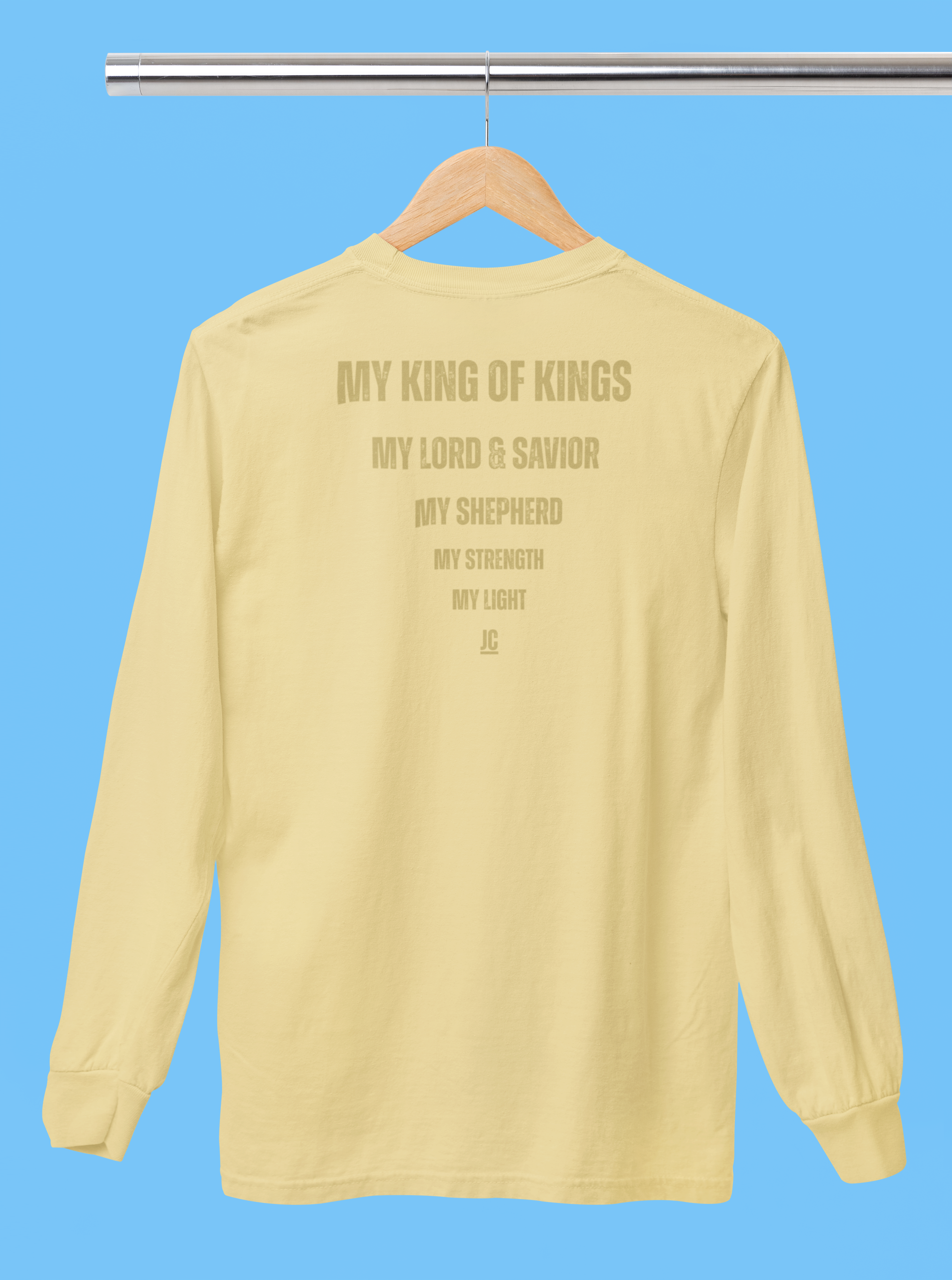 Christian long sleeve shirt featuring creed-style typography design by MyCreed.