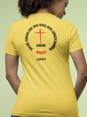 Christian graphic tee proclaiming Jehovah’s covenant names and Psalm 83:18 on premium unisex BELLA+CANVAS shirt.
