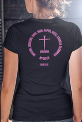 Faith-based slim fit Bella+Canvas women’s shirt with Jehovah names typography artwork
