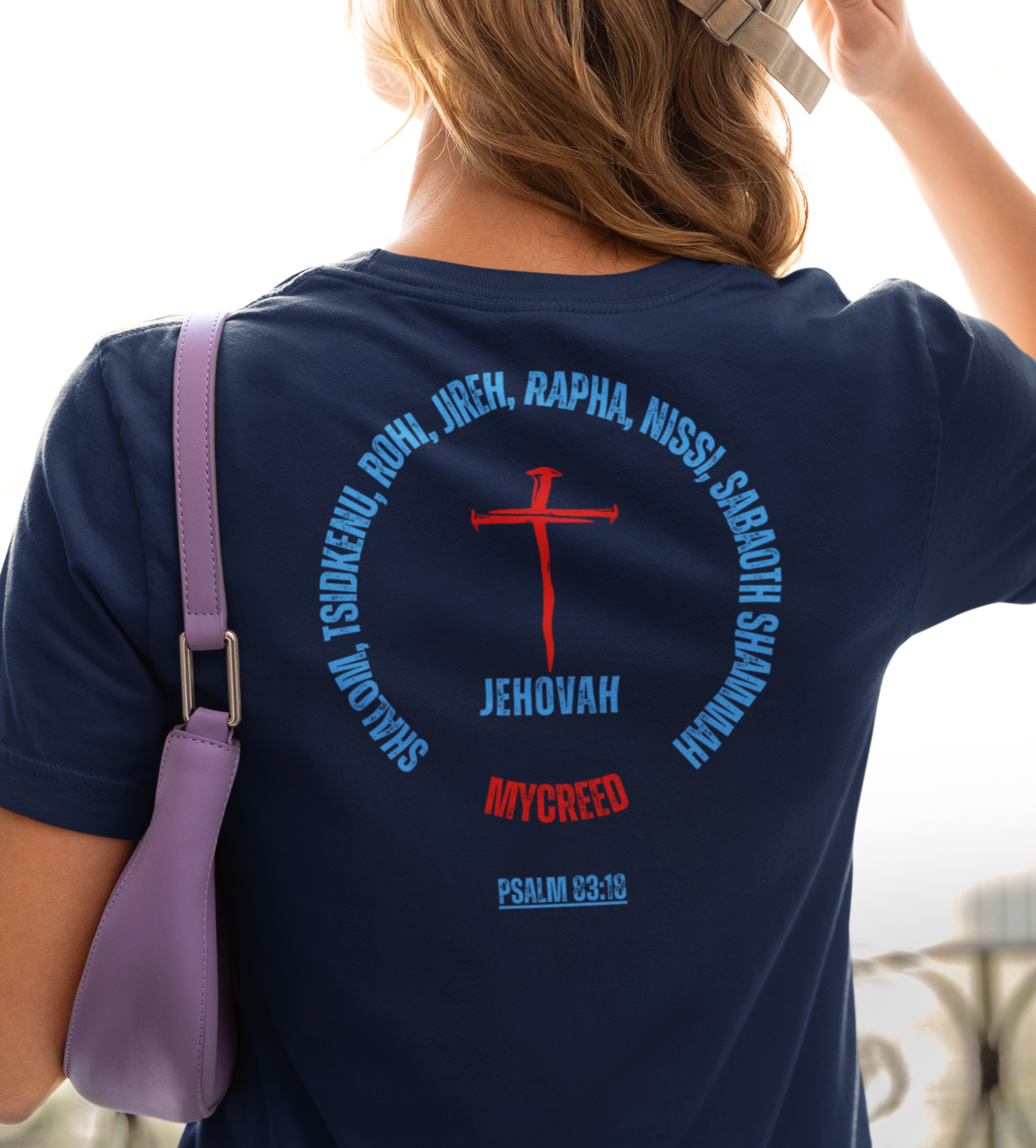 Jehovah Names Christian women’s slim fit t-shirt with Psalm 83:18 scripture design – Bella+Canvas 6004