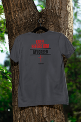 Kneel Before Him Psalm 95:6 Christian back-print men’s tee by MyCreed