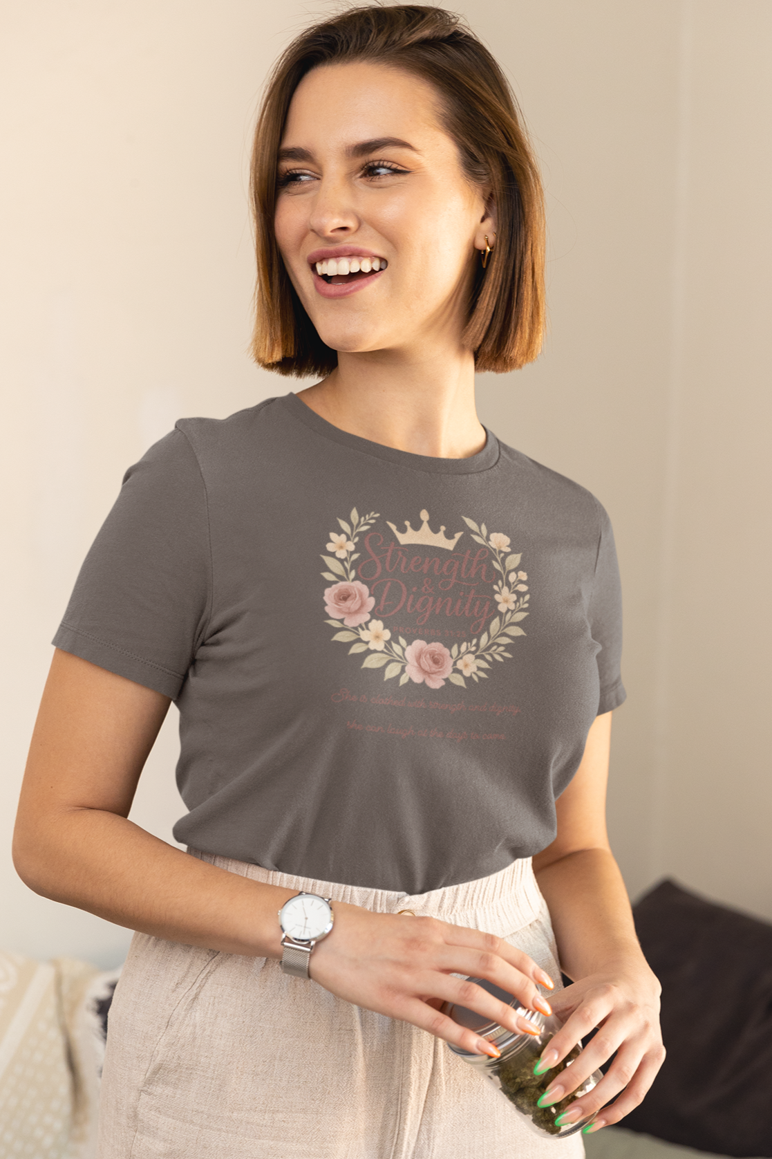 Strength & Dignity Bella+Canvas® Women's T-Shirt by MyCreed - Proverbs 31:25