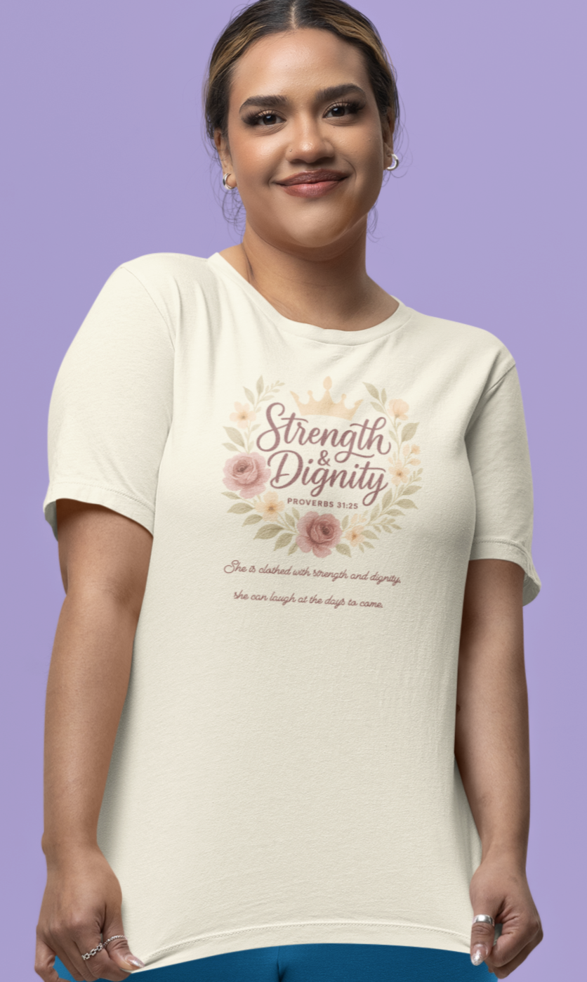 Strength & Dignity Bella+Canvas® Women's T-Shirt by MyCreed - Proverbs 31:25