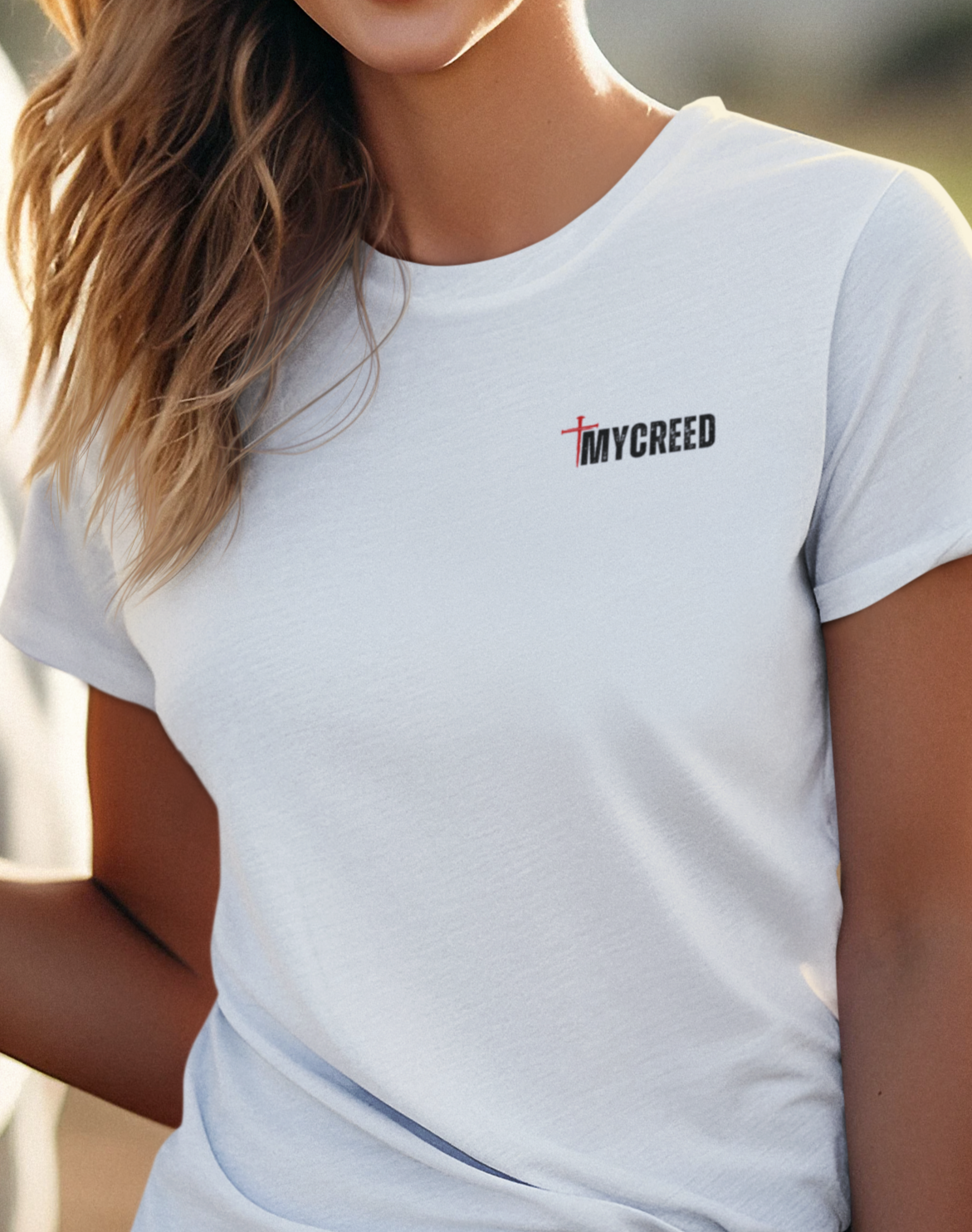 YHWH’s Names women’s slim fit Christian T-shirt – Bella+Canvas 6004 with circle scripture design