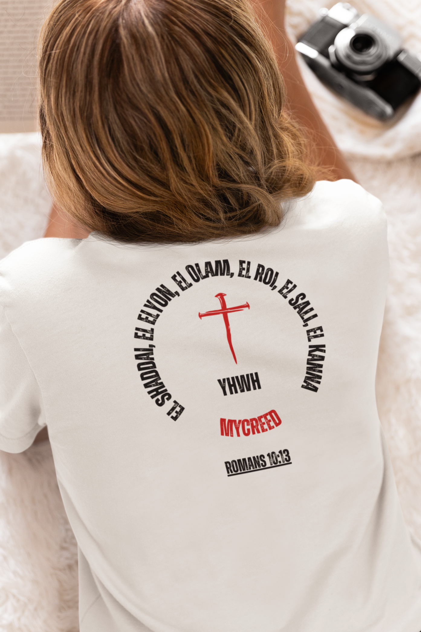 YHWH’s Names women’s slim fit Christian T-shirt – Bella+Canvas 6004 with circle scripture design