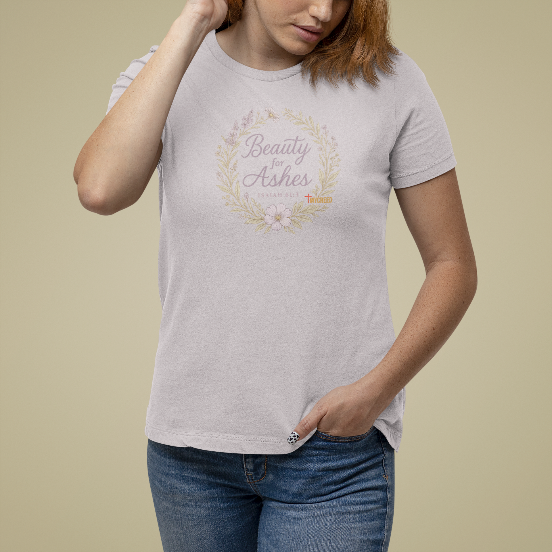 Beauty for Ashes Bella+Canvas® Women's Relaxed Tee by MyCreed | Isaiah 61:3