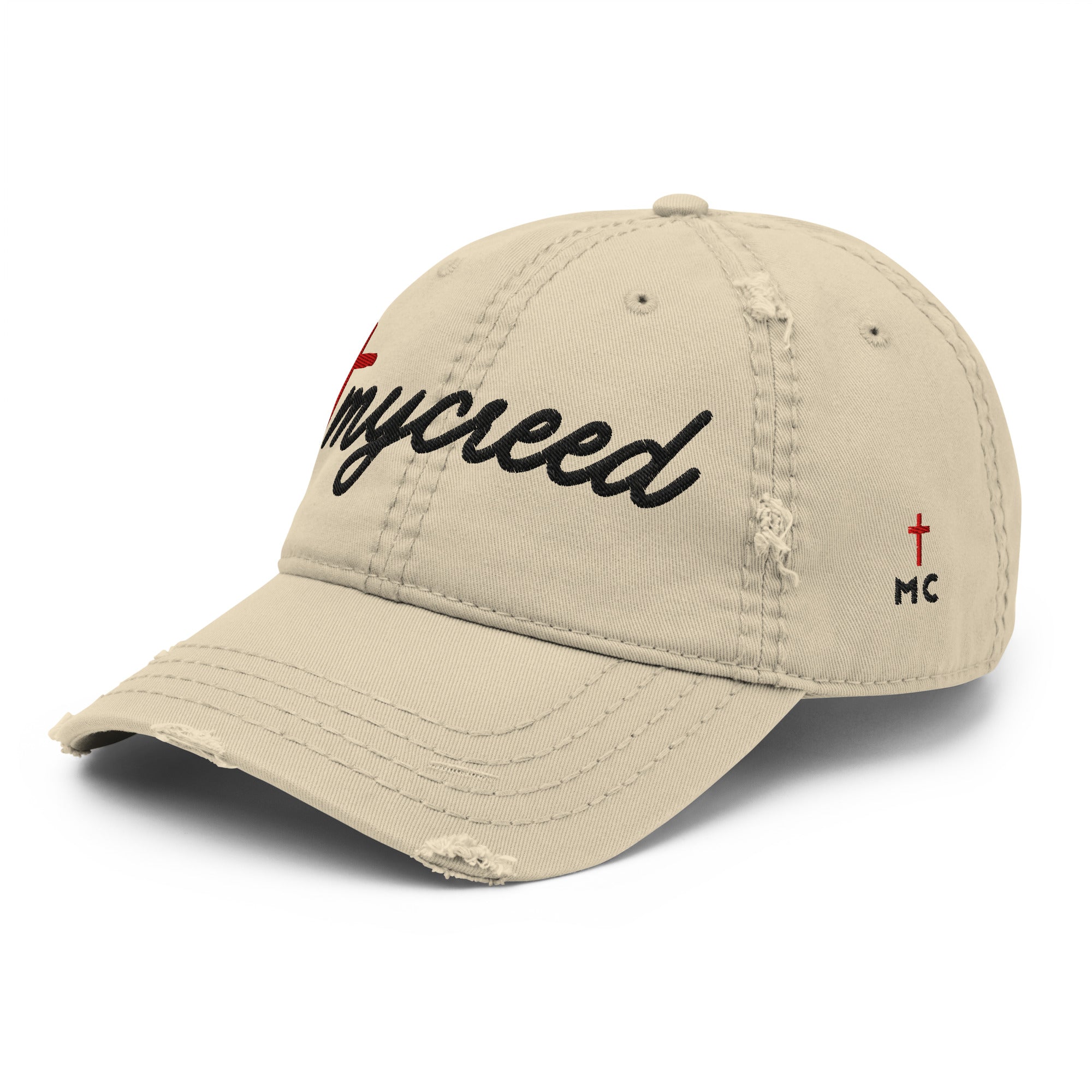 Black vintage distressed dad hat by MyCreed