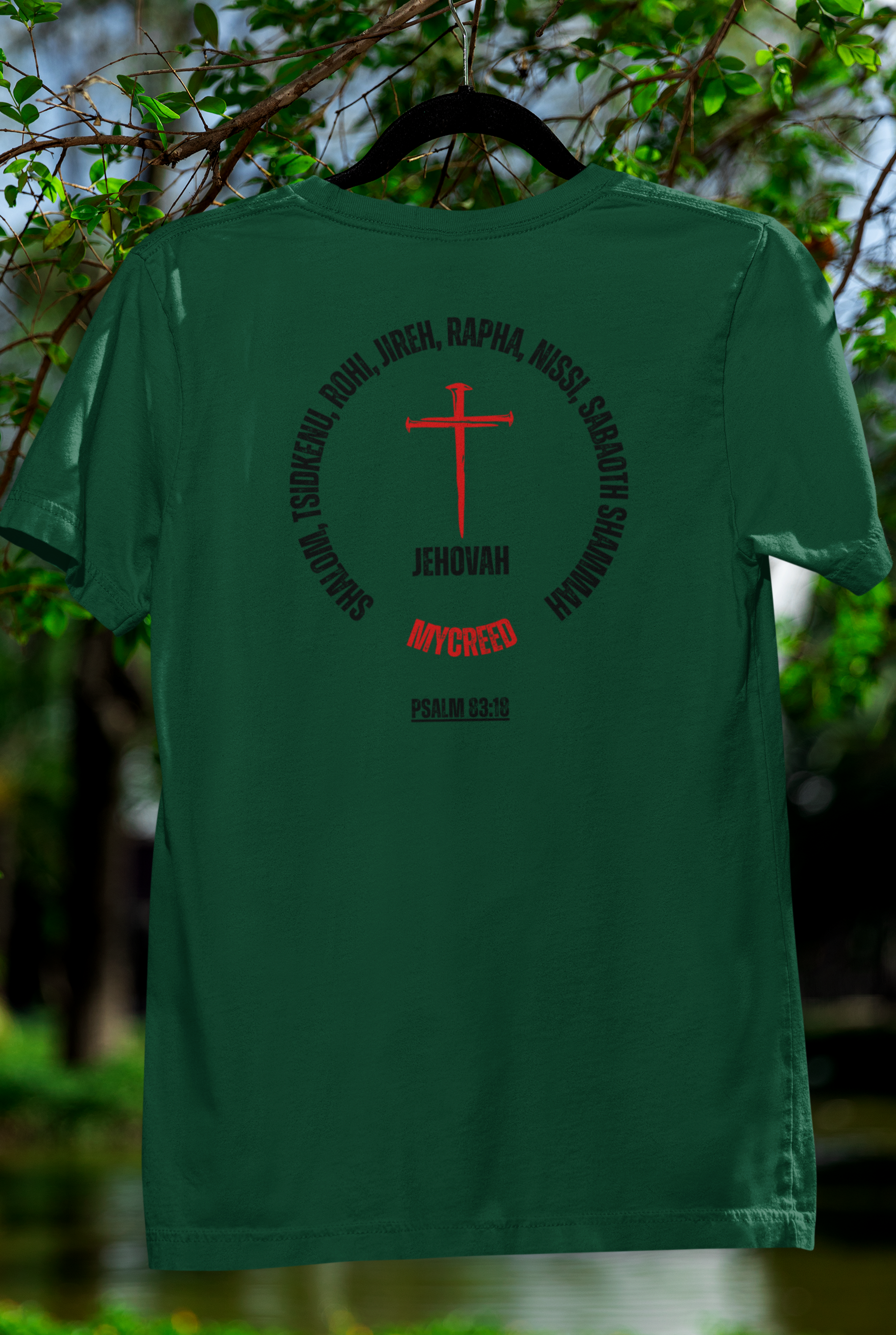 Christian graphic tee proclaiming Jehovah’s covenant names and Psalm 83:18 on premium unisex BELLA+CANVAS shirt.